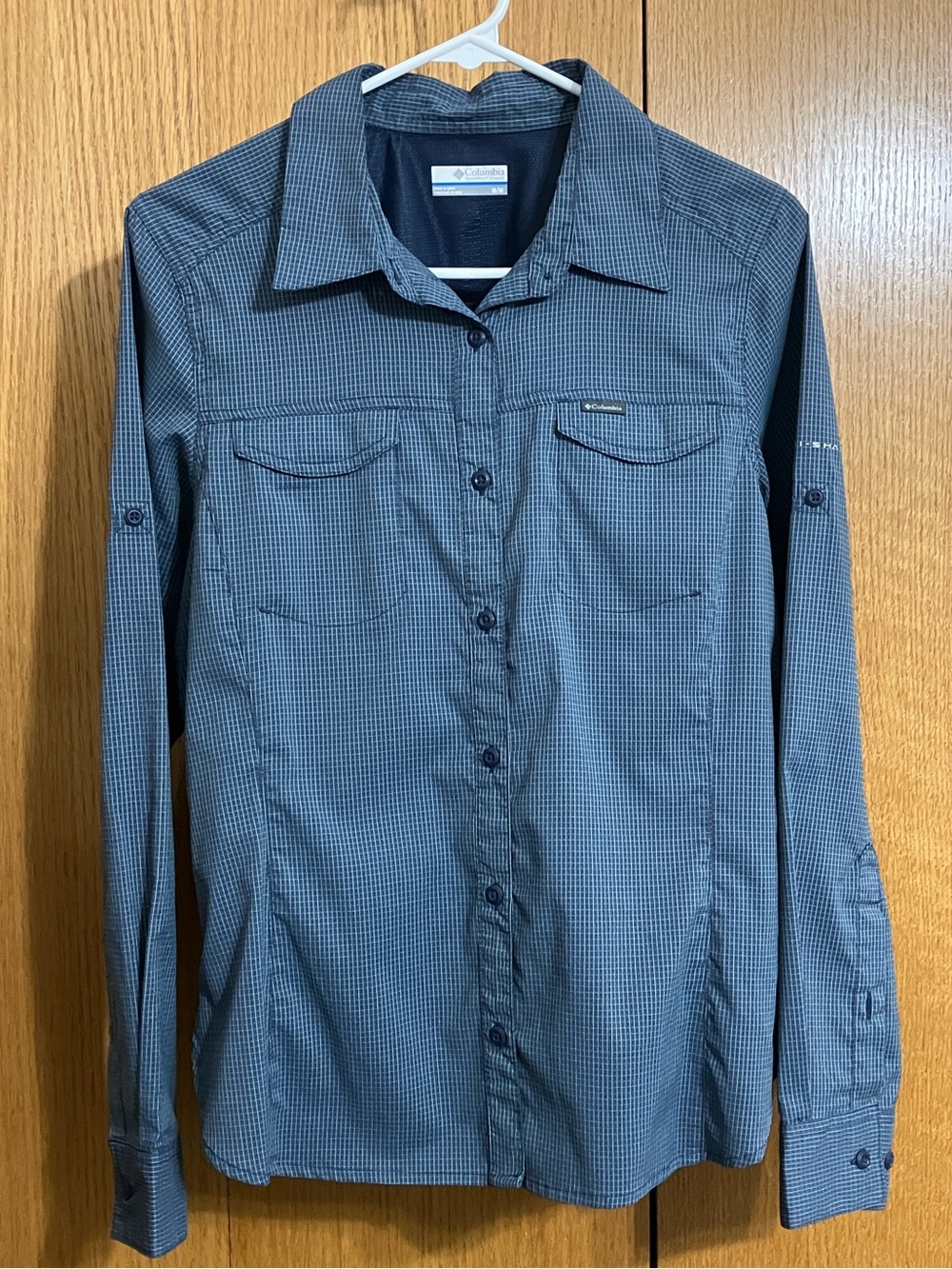 Columbia Silver Ridge Lite Omni-Shade Women’s Blue Green White Checked Shirt M